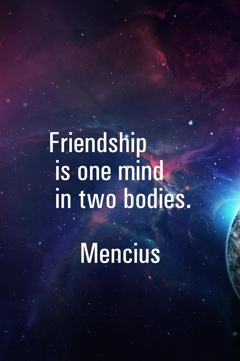 Friendship is one mind in two bodies.