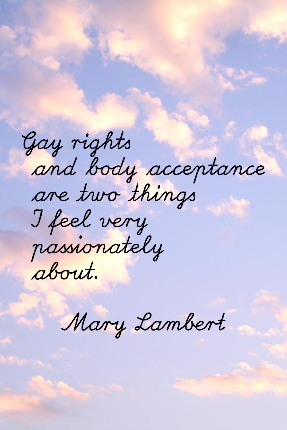 Gay rights and body acceptance are two things I feel very passionately about.