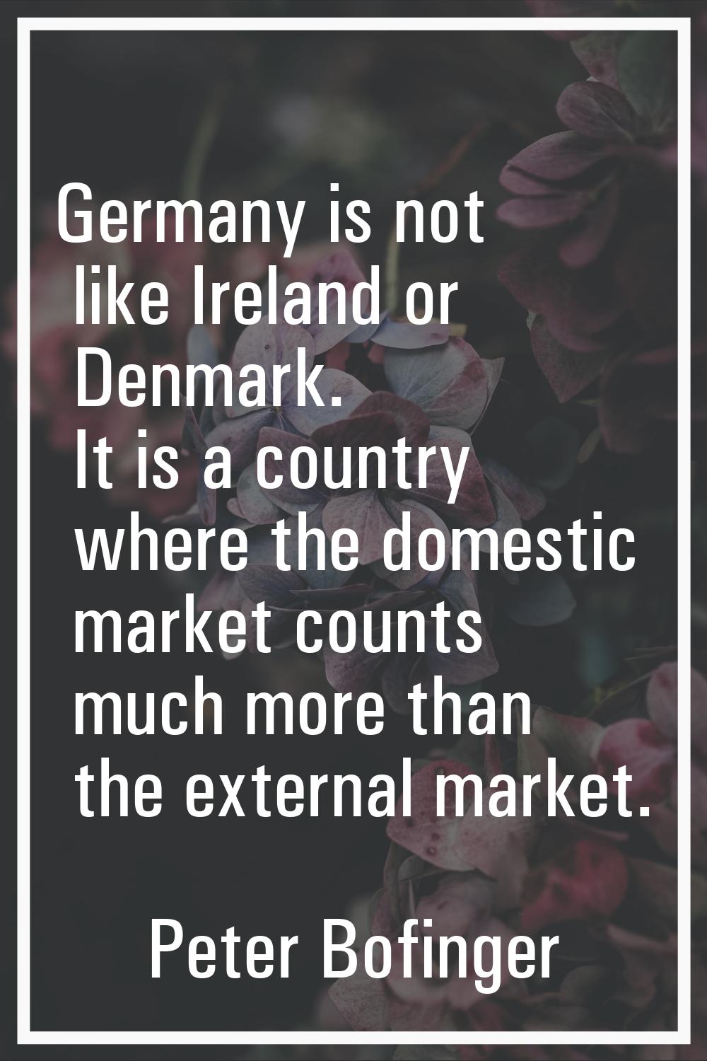 Germany is not like Ireland or Denmark. It is a country where the domestic market counts much more 