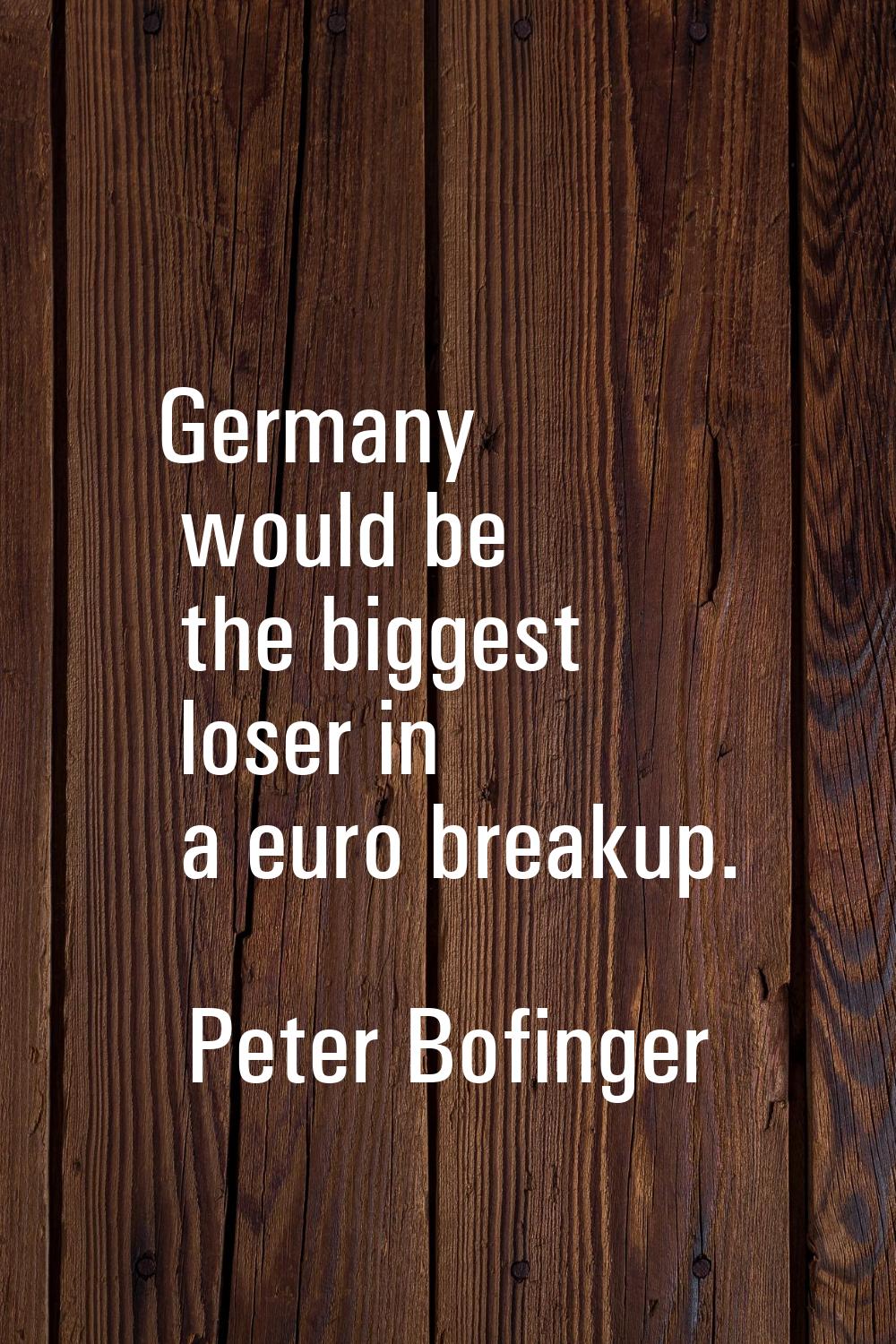 Germany would be the biggest loser in a euro breakup.