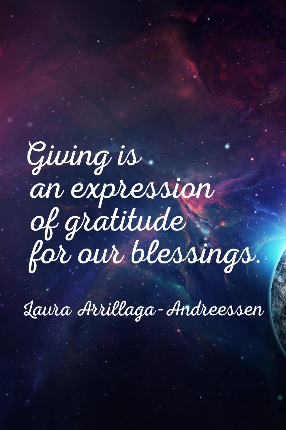 Giving is an expression of gratitude for our blessings.