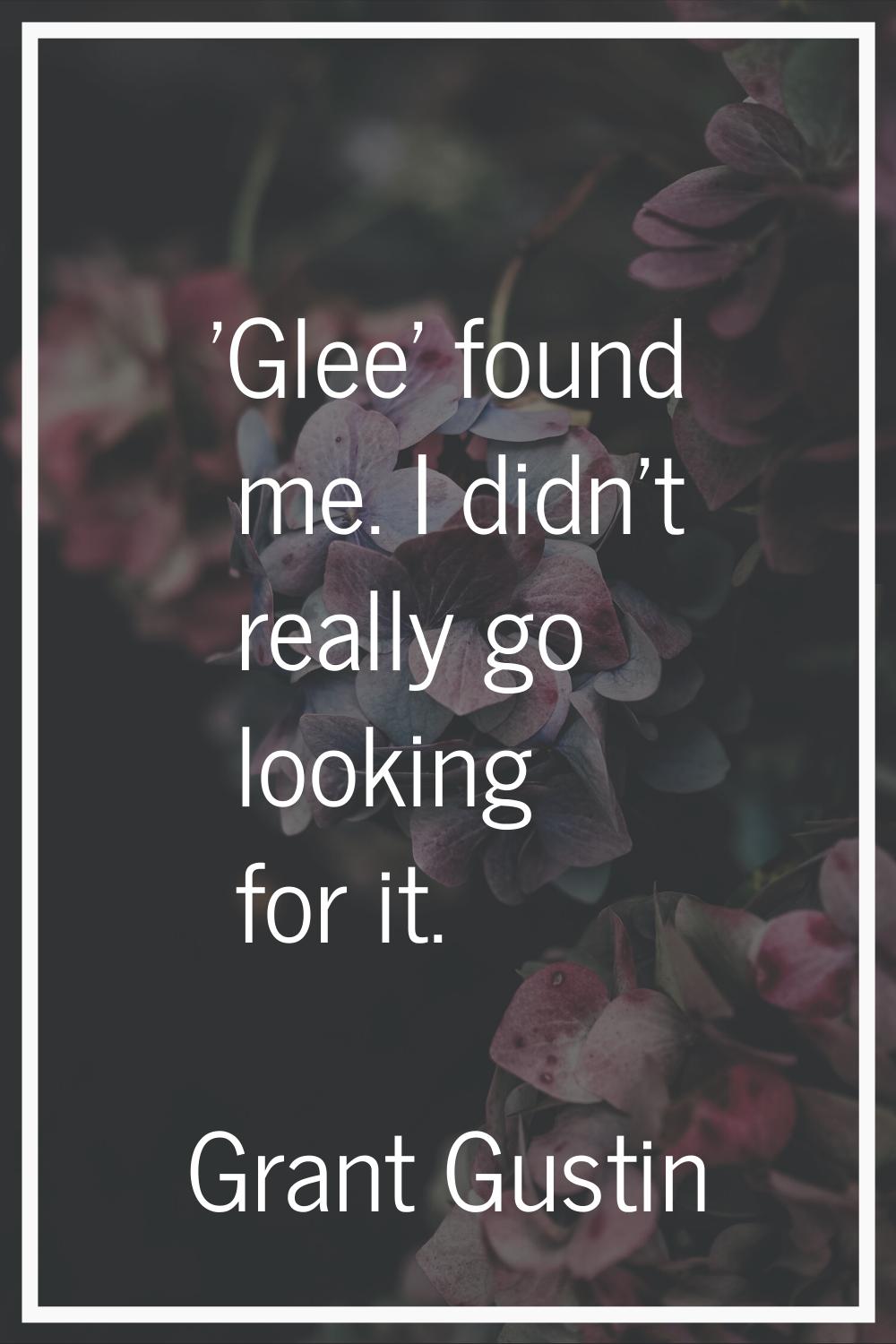 'Glee' found me. I didn't really go looking for it.