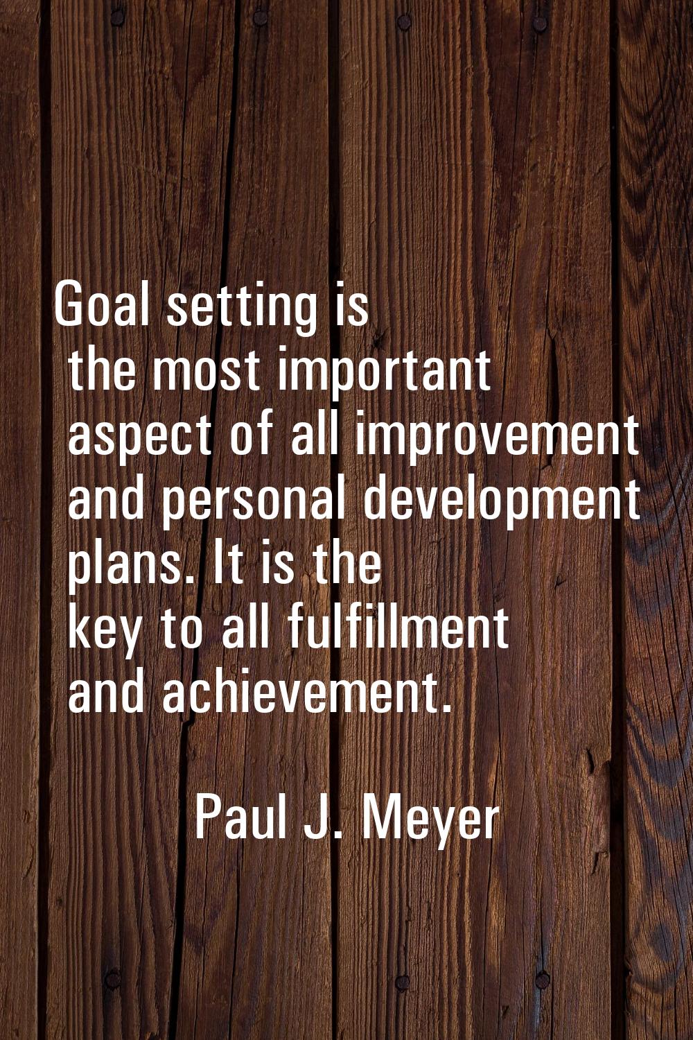 Goal setting is the most important aspect of all improvement and personal development plans. It is 