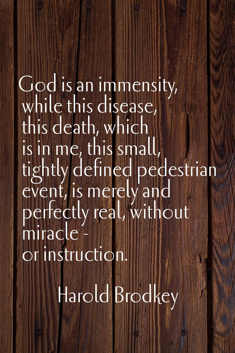 God is an immensity, while this disease, this death, which is in me, this small, tightly defined pe