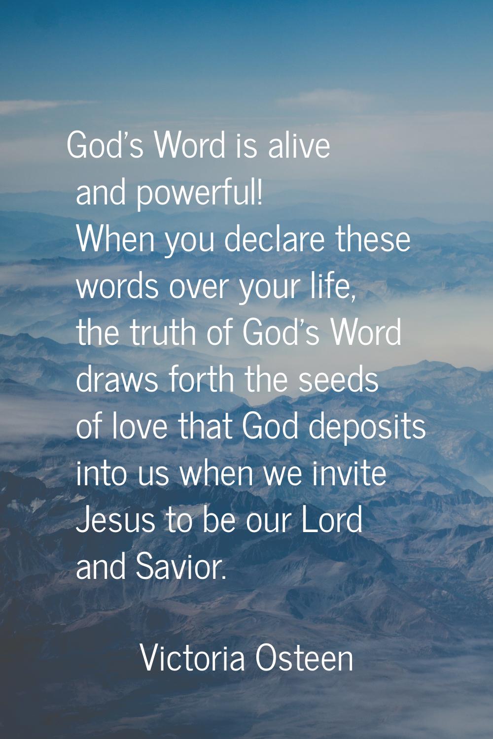 God's Word is alive and powerful! When you declare these words over your life, the truth of God's W