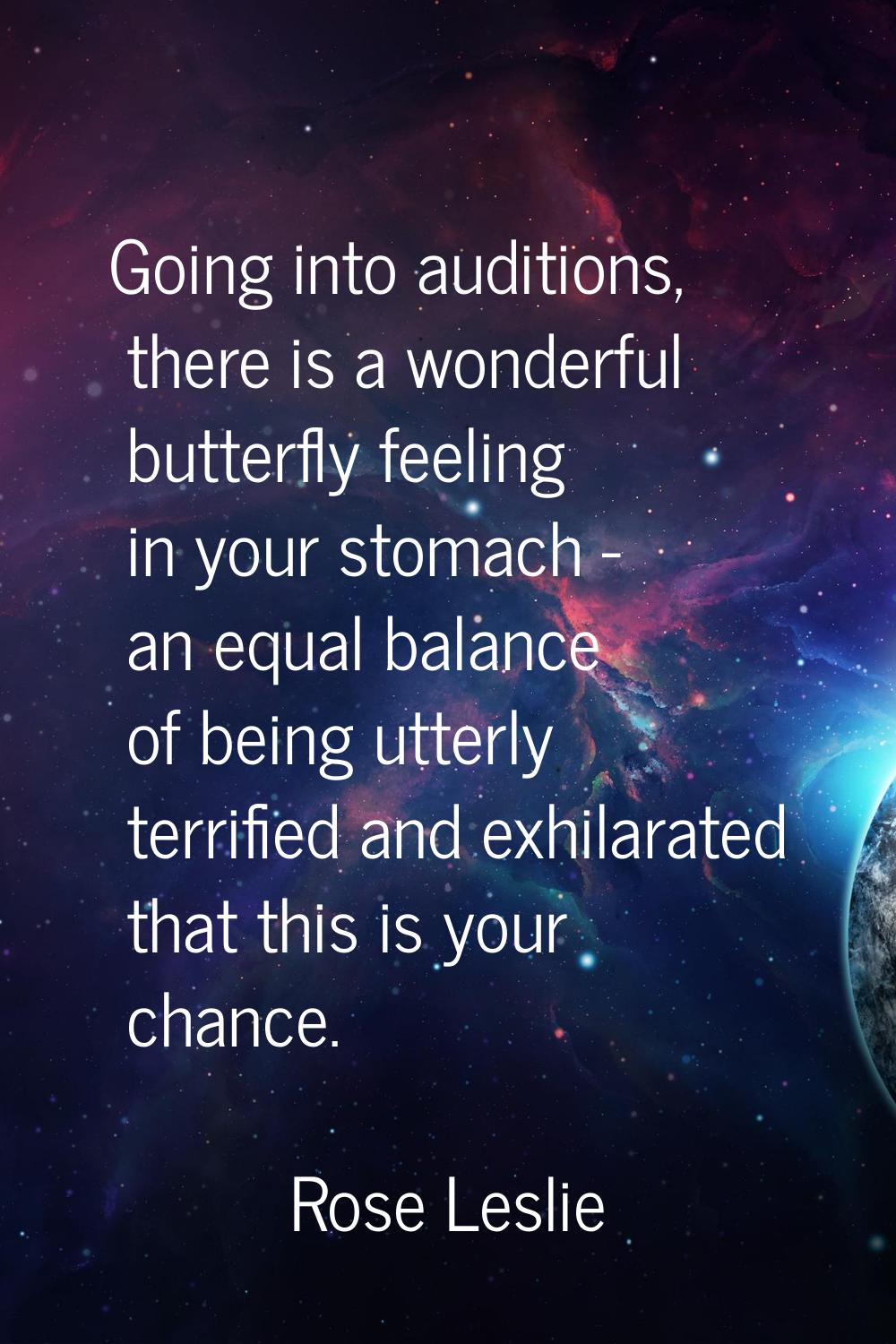 Going into auditions, there is a wonderful butterfly feeling in your stomach - an equal balance of 