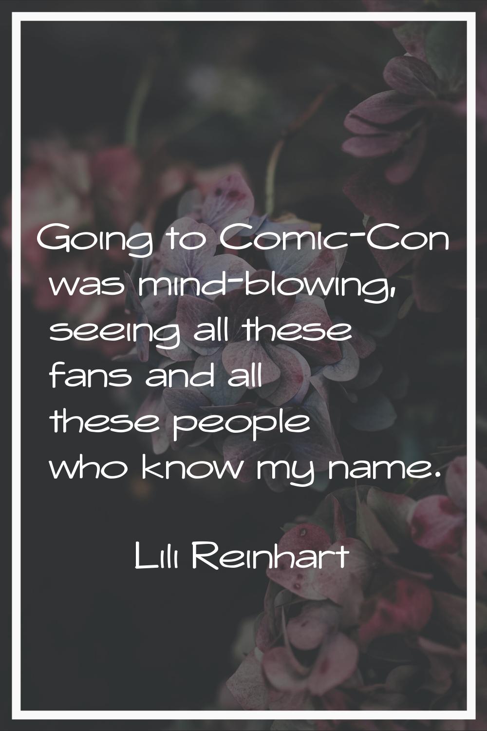 Going to Comic-Con was mind-blowing, seeing all these fans and all these people who know my name.