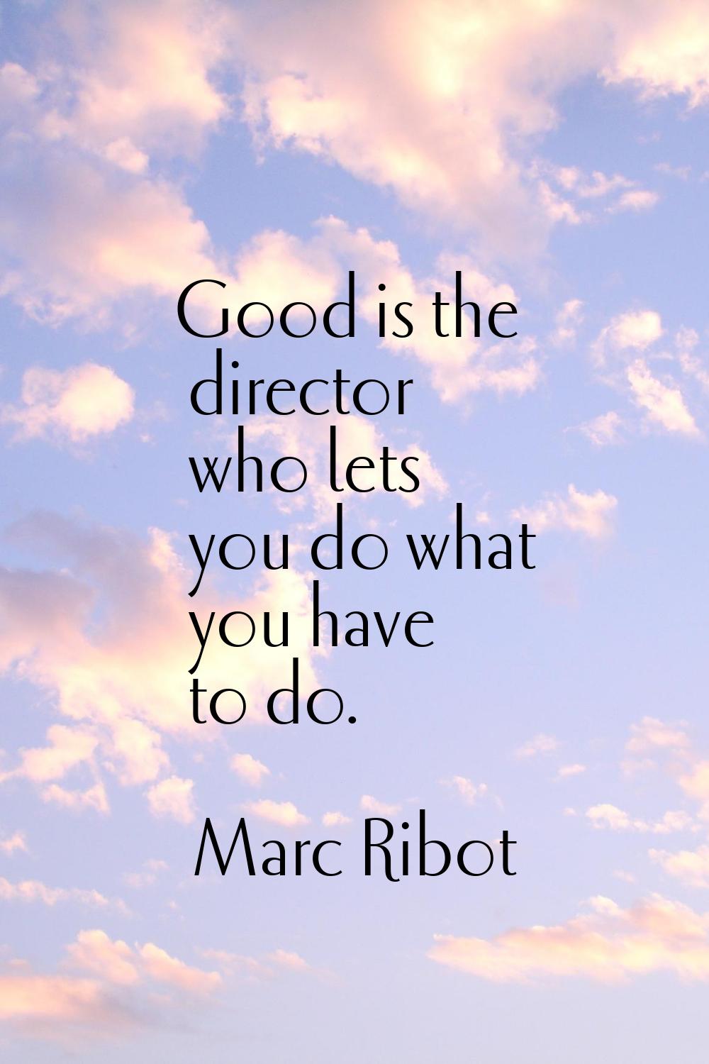 Good is the director who lets you do what you have to do.