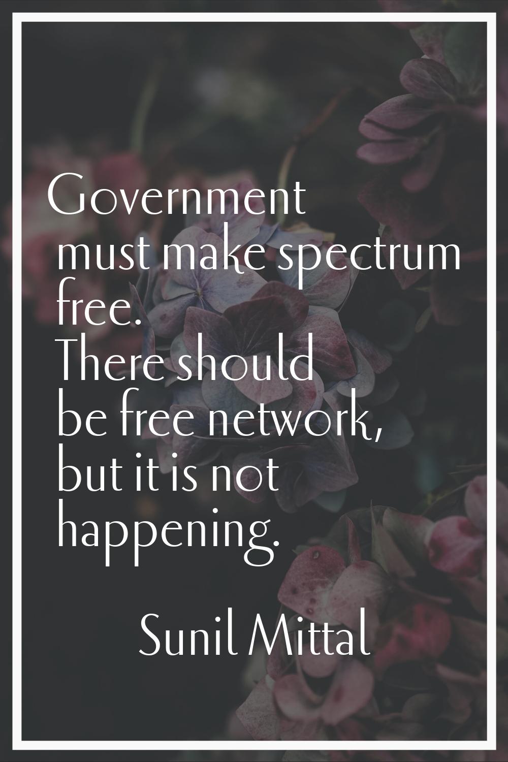 Government must make spectrum free. There should be free network, but it is not happening.