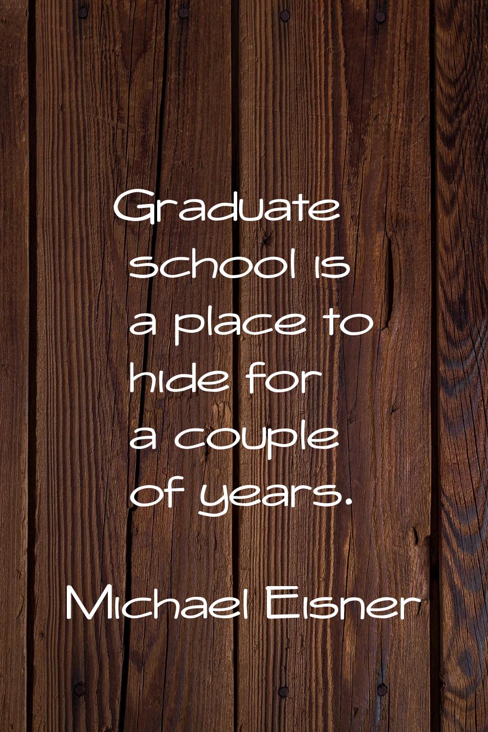 Graduate school is a place to hide for a couple of years.