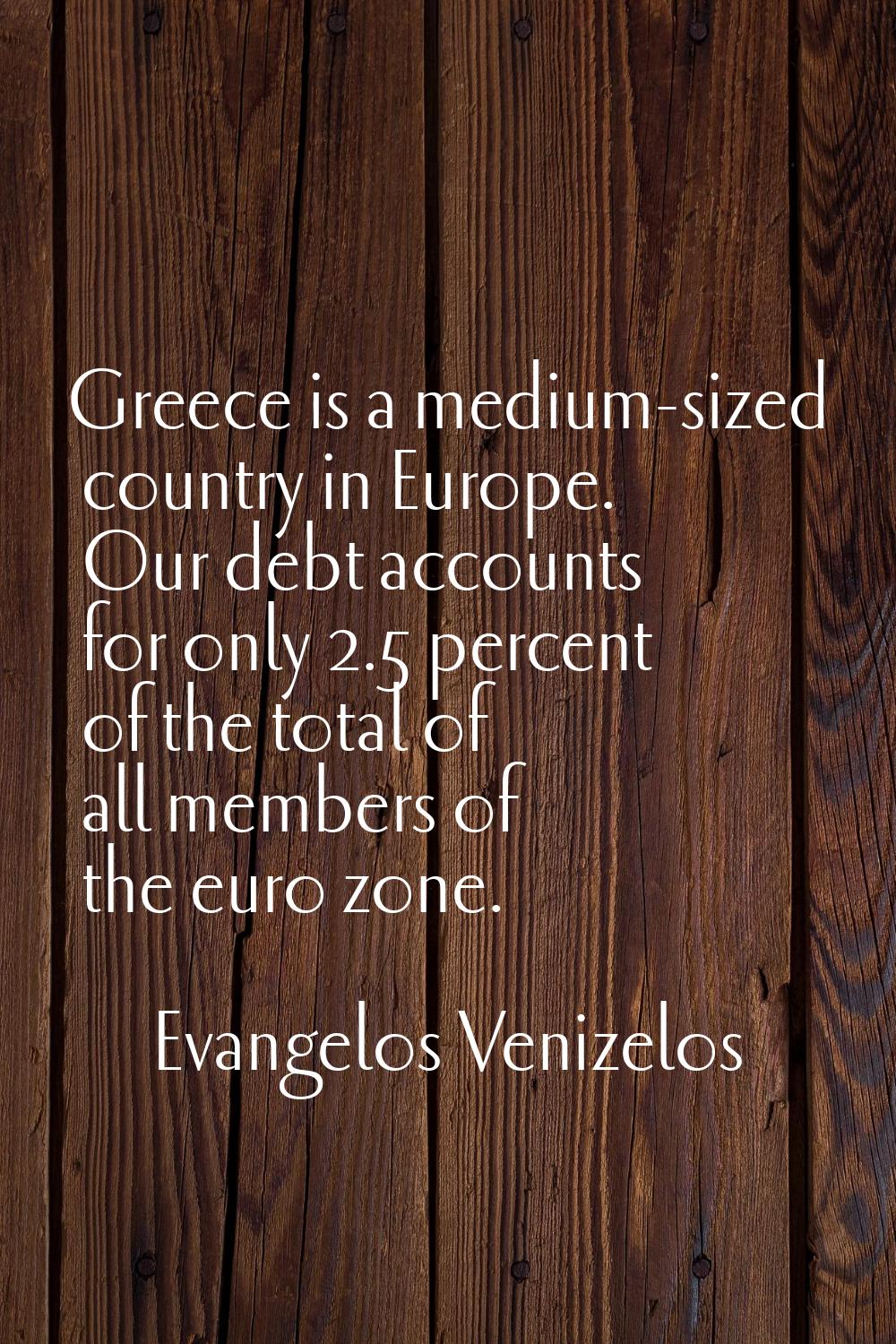 Greece is a medium-sized country in Europe. Our debt accounts for only 2.5 percent of the total of 