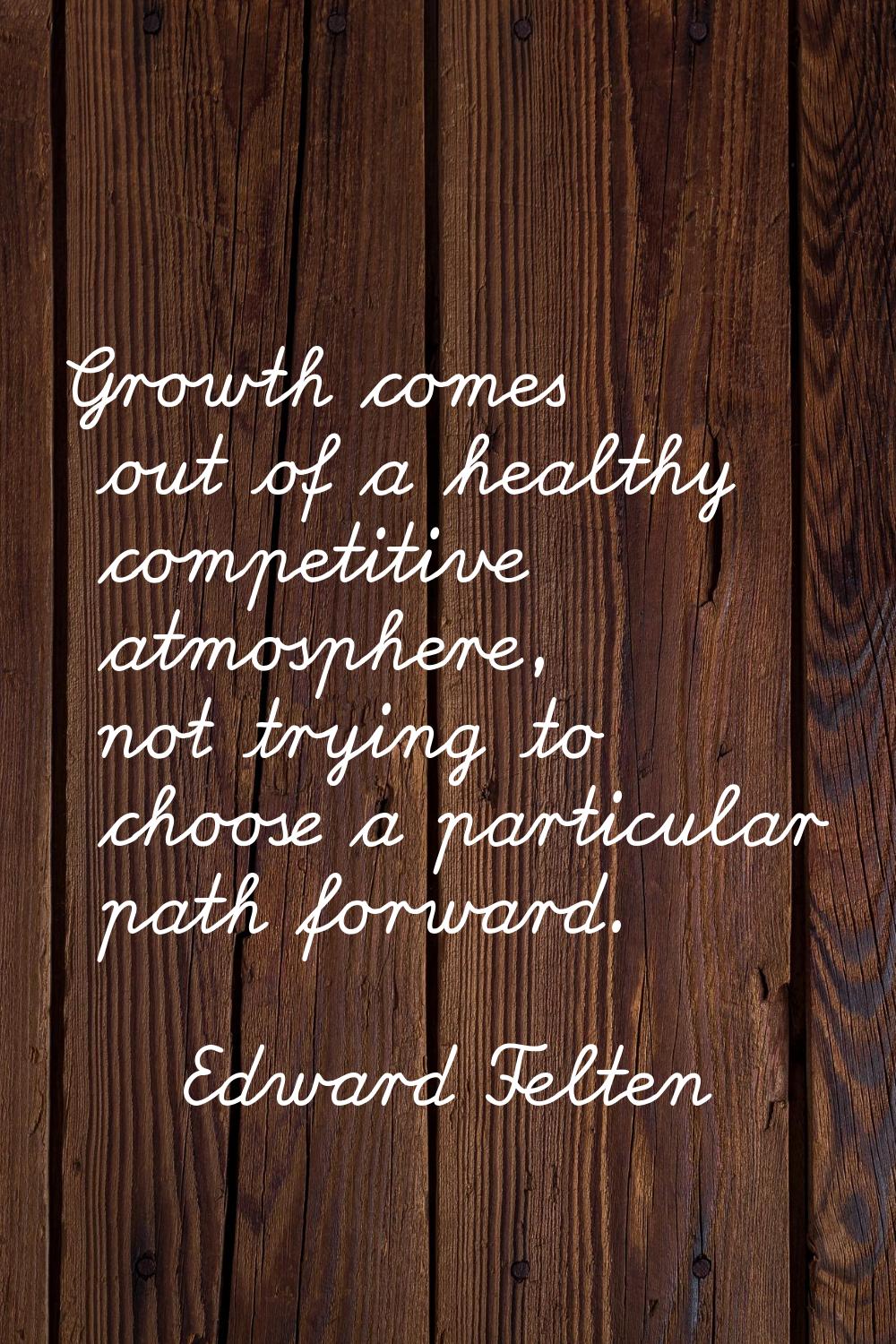 Growth comes out of a healthy competitive atmosphere, not trying to choose a particular path forwar