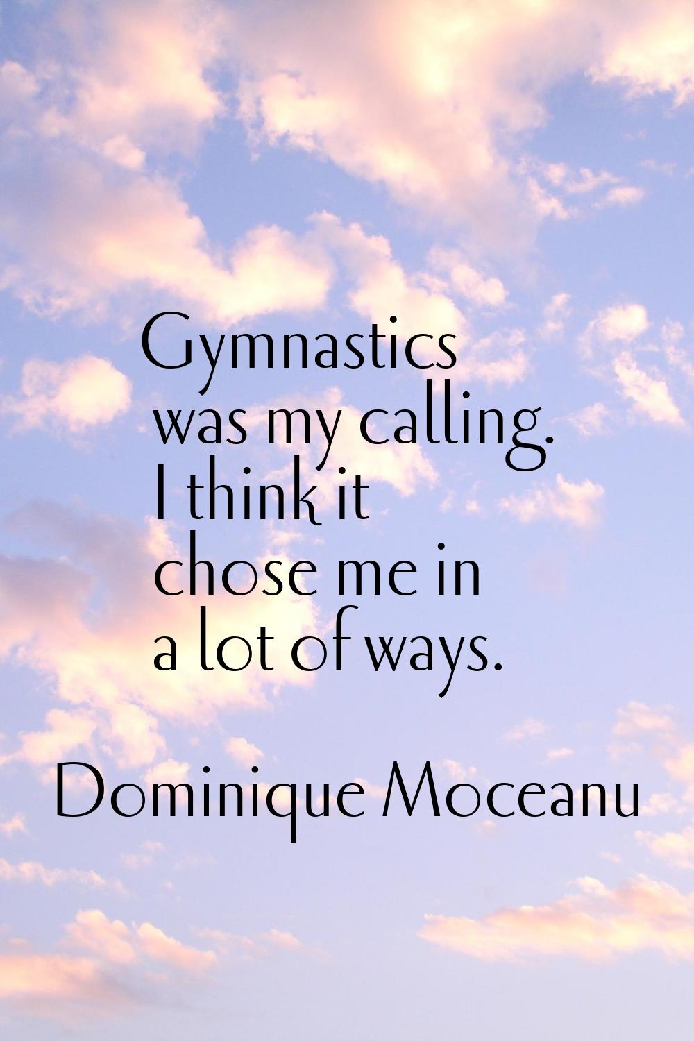 Gymnastics was my calling. I think it chose me in a lot of ways.