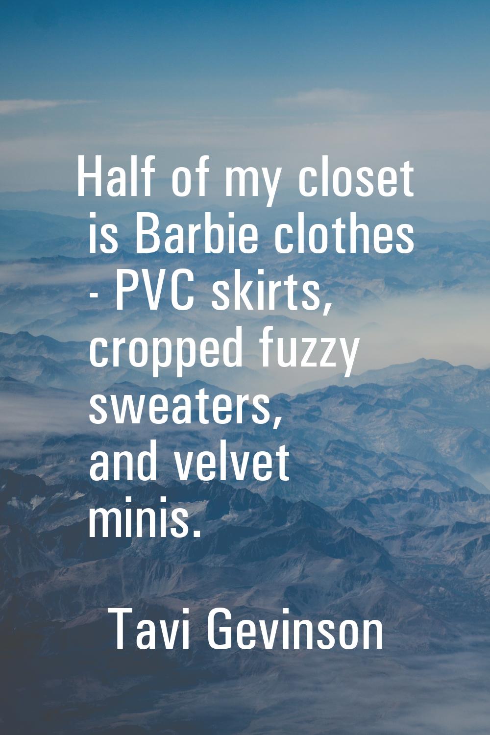 Half of my closet is Barbie clothes - PVC skirts, cropped fuzzy sweaters, and velvet minis.