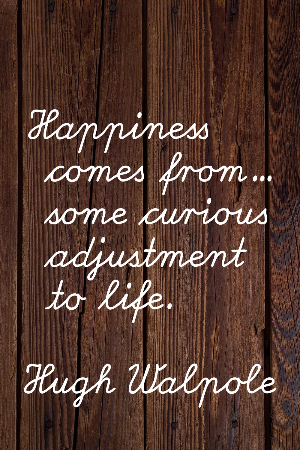 Happiness comes from... some curious adjustment to life.