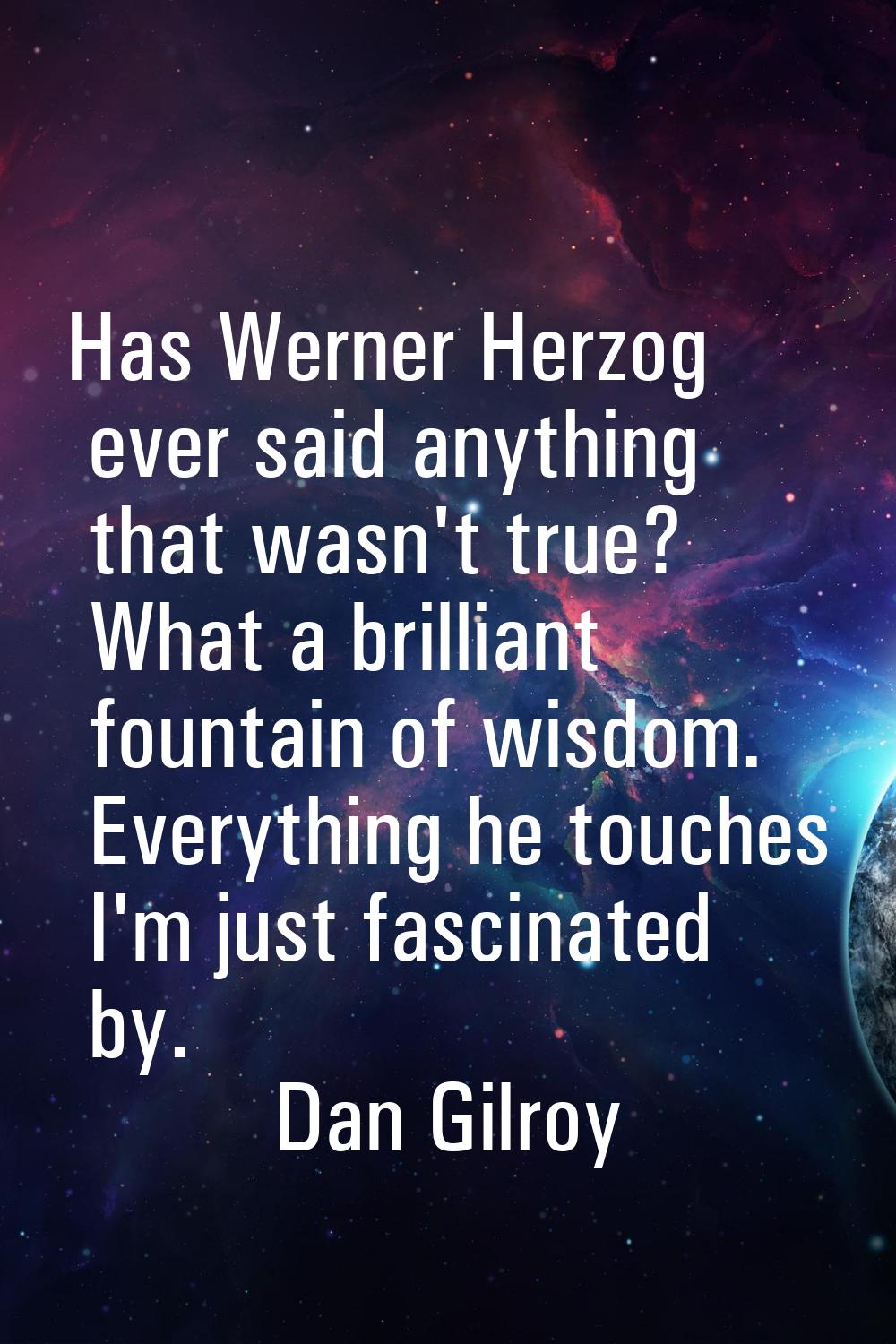 Has Werner Herzog ever said anything that wasn't true? What a brilliant fountain of wisdom. Everyth