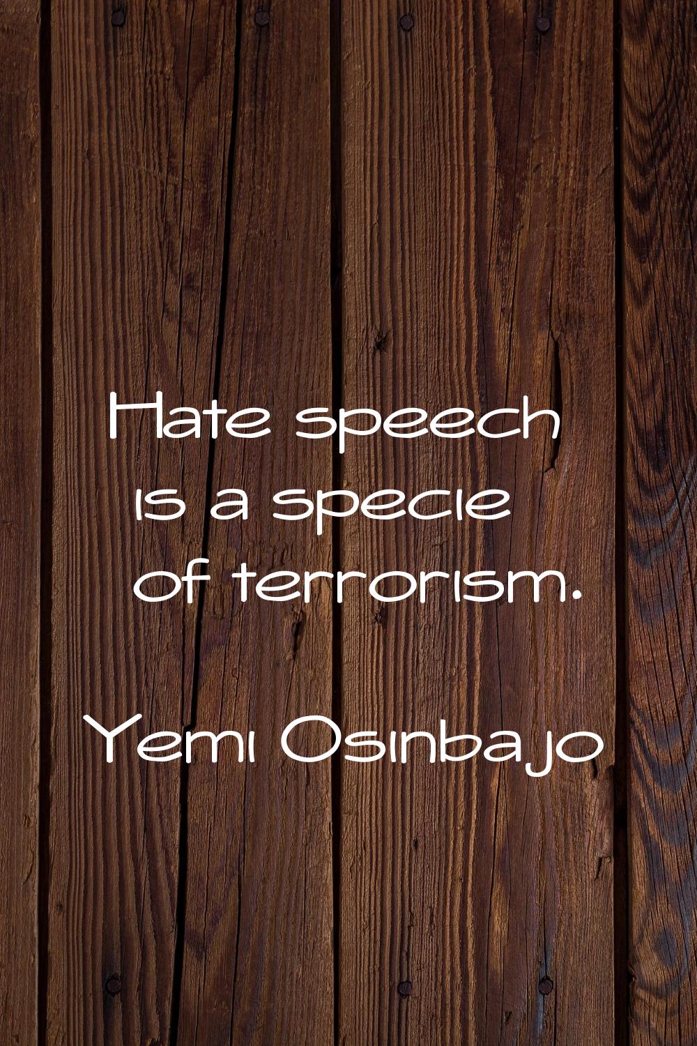 Hate speech is a specie of terrorism.