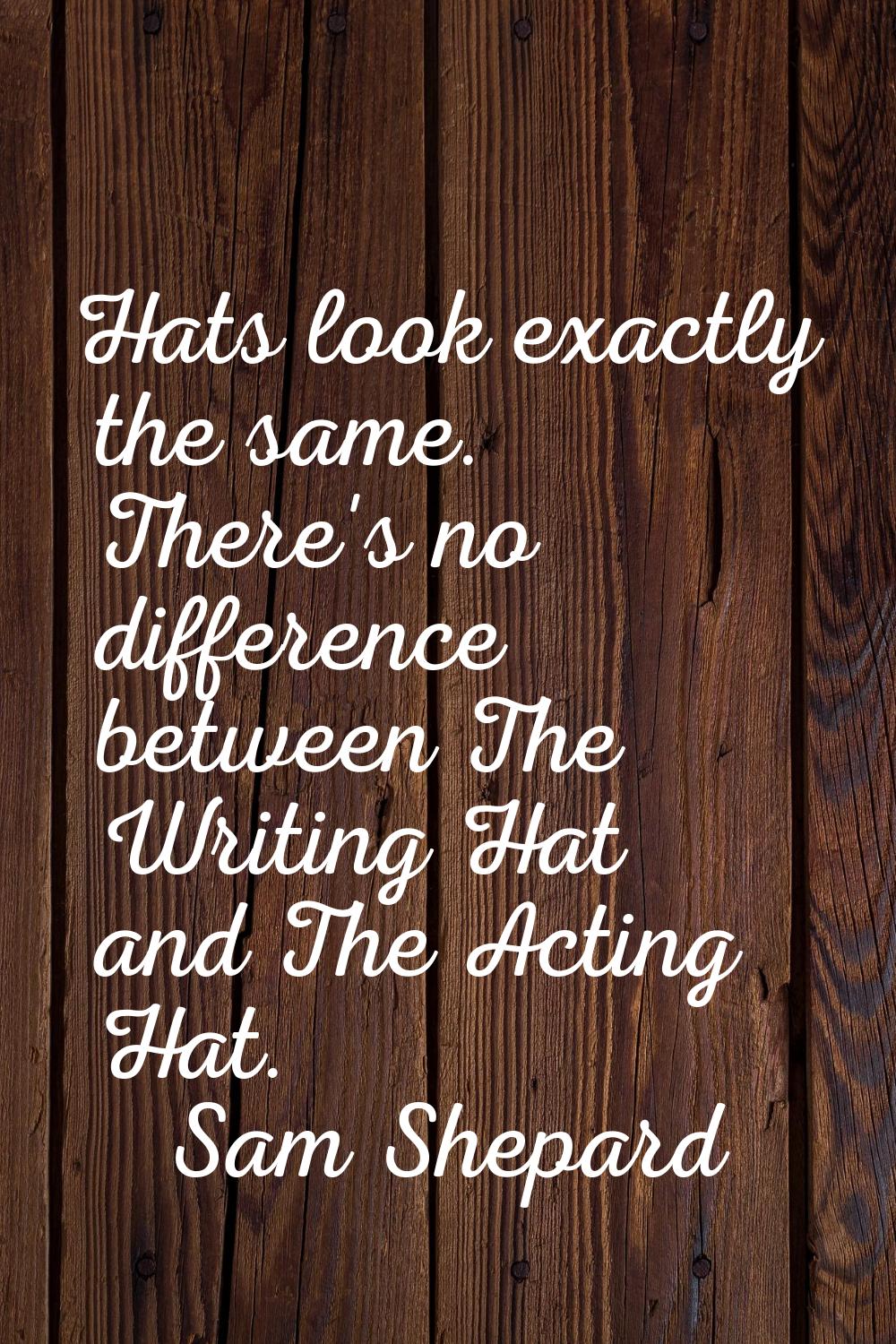 Hats look exactly the same. There's no difference between The Writing Hat and The Acting Hat.
