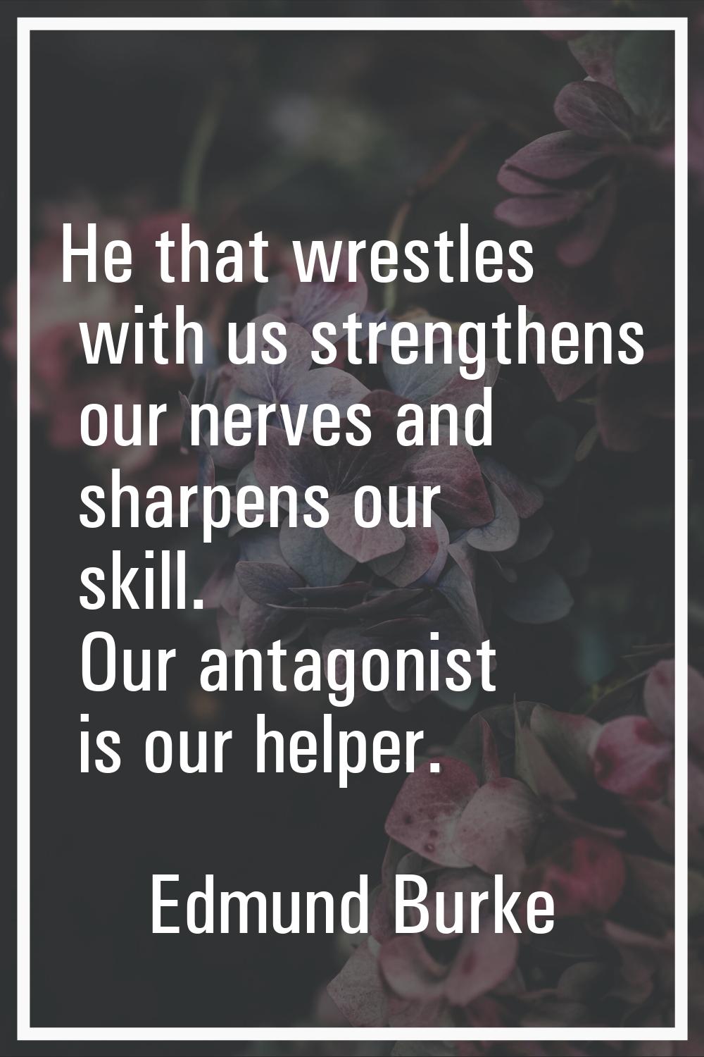He that wrestles with us strengthens our nerves and sharpens our skill. Our antagonist is our helpe