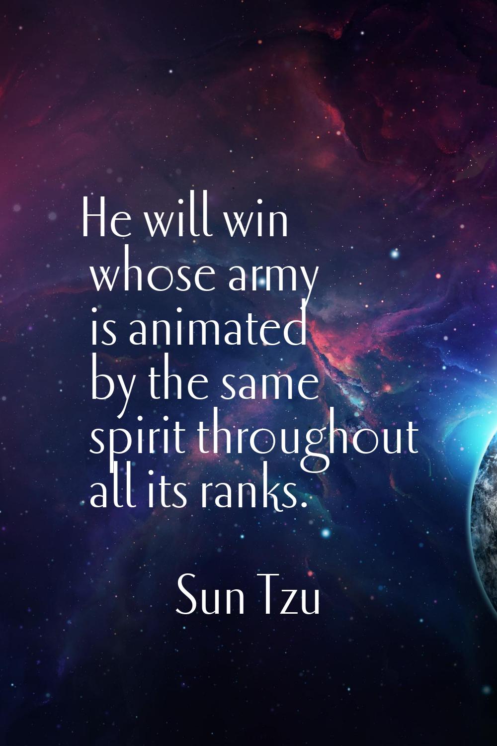 He will win whose army is animated by the same spirit throughout all its ranks.