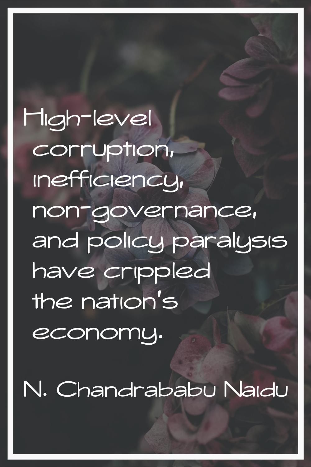 High-level corruption, inefficiency, non-governance, and policy paralysis have crippled the nation'