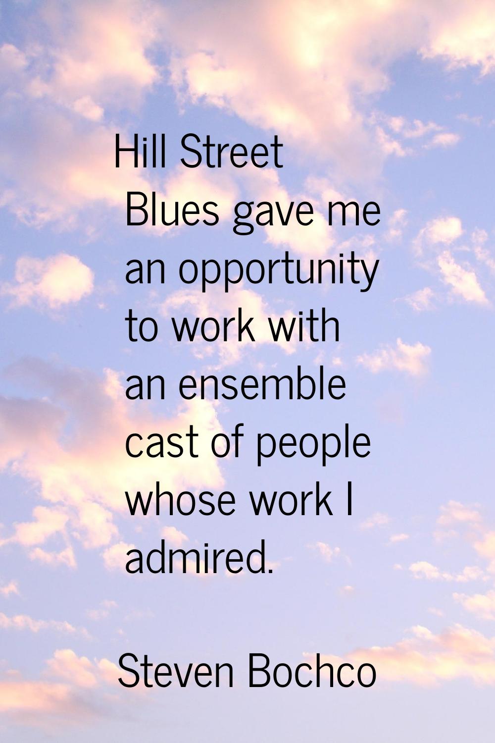 Hill Street Blues gave me an opportunity to work with an ensemble cast of people whose work I admir