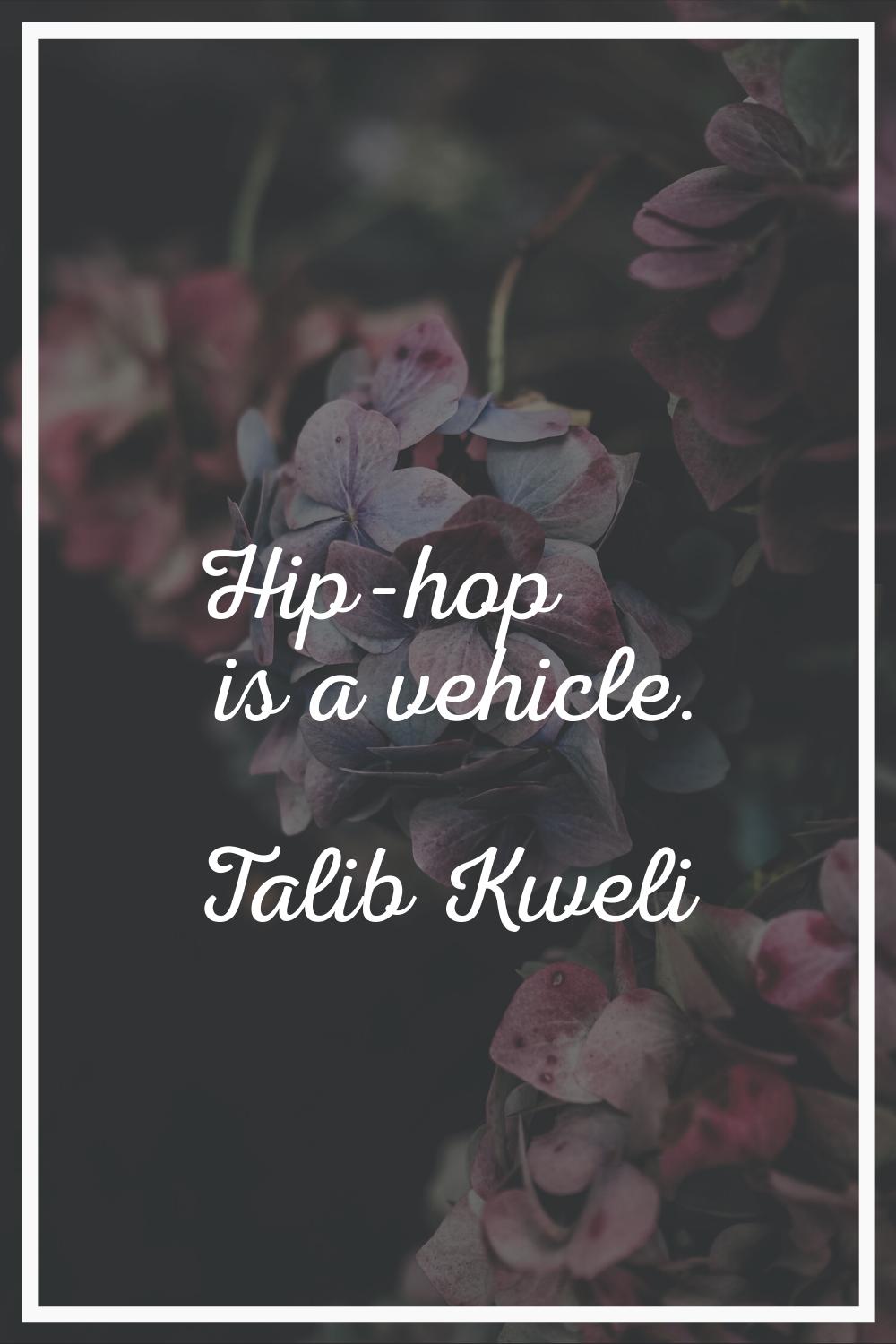 Hip-hop is a vehicle.