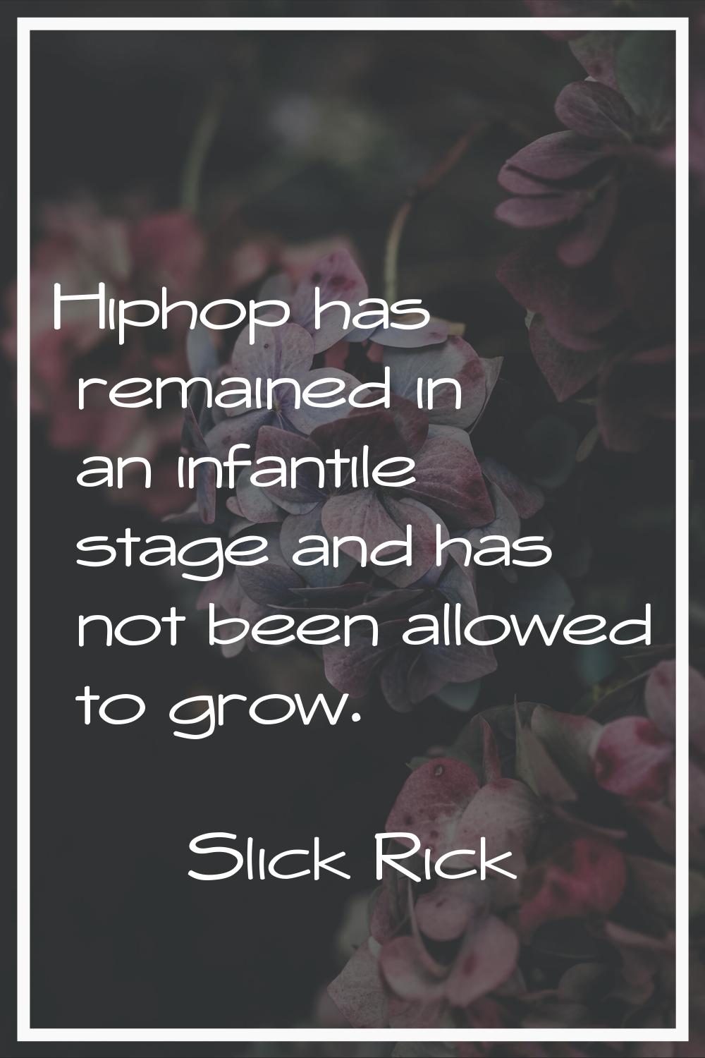 Hiphop has remained in an infantile stage and has not been allowed to grow.