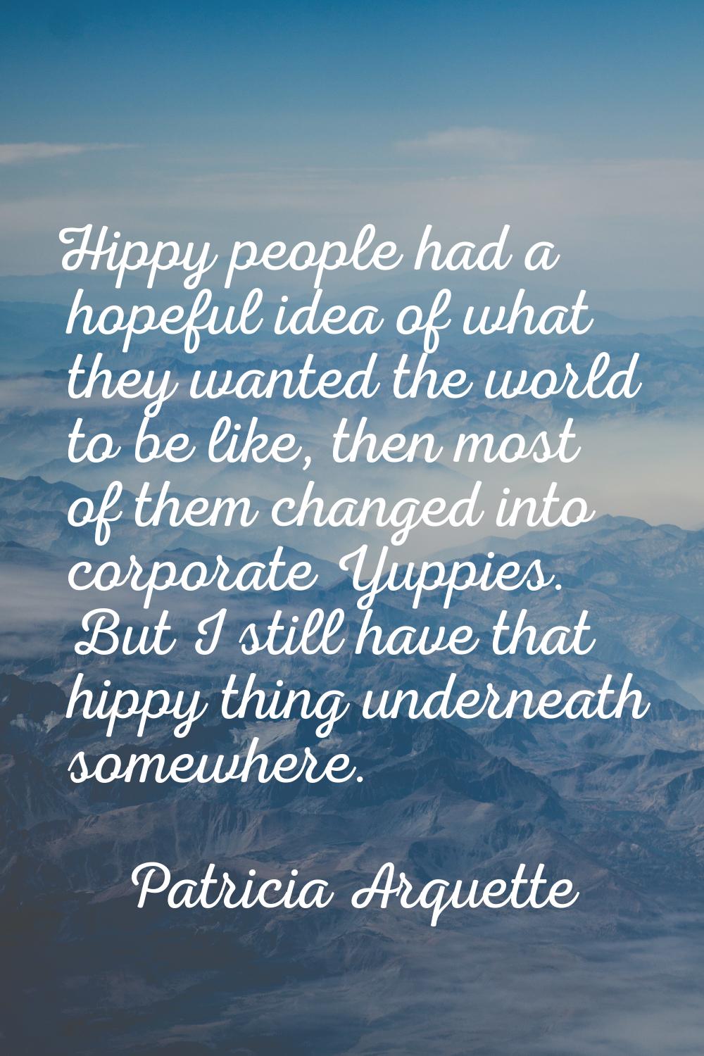 Hippy people had a hopeful idea of what they wanted the world to be like, then most of them changed