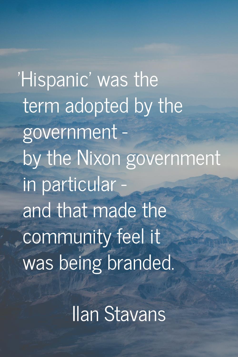 'Hispanic' was the term adopted by the government - by the Nixon government in particular - and tha