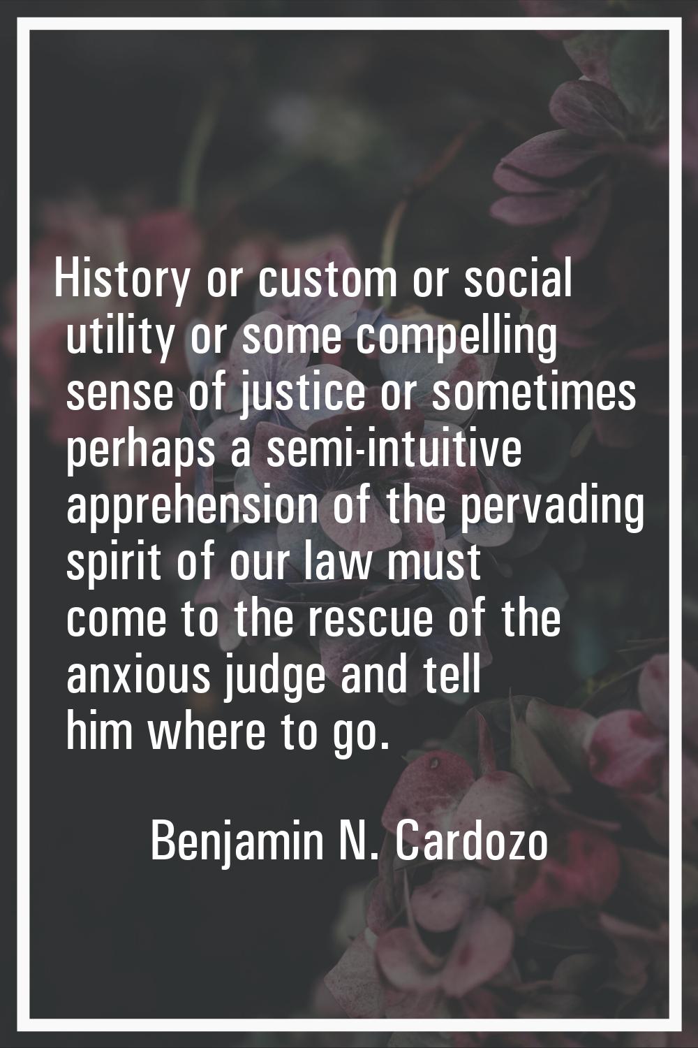 History or custom or social utility or some compelling sense of justice or sometimes perhaps a semi