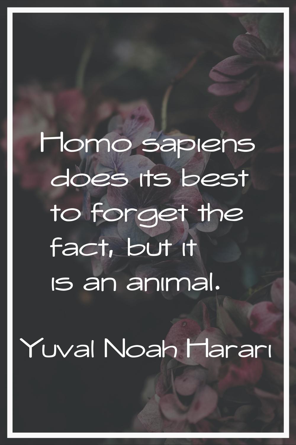 Homo sapiens does its best to forget the fact, but it is an animal.