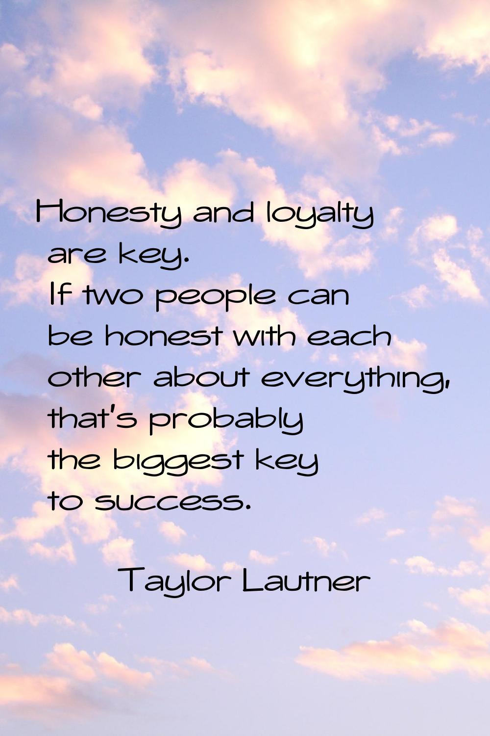 Honesty and loyalty are key. If two people can be honest with each other about everything, that's p
