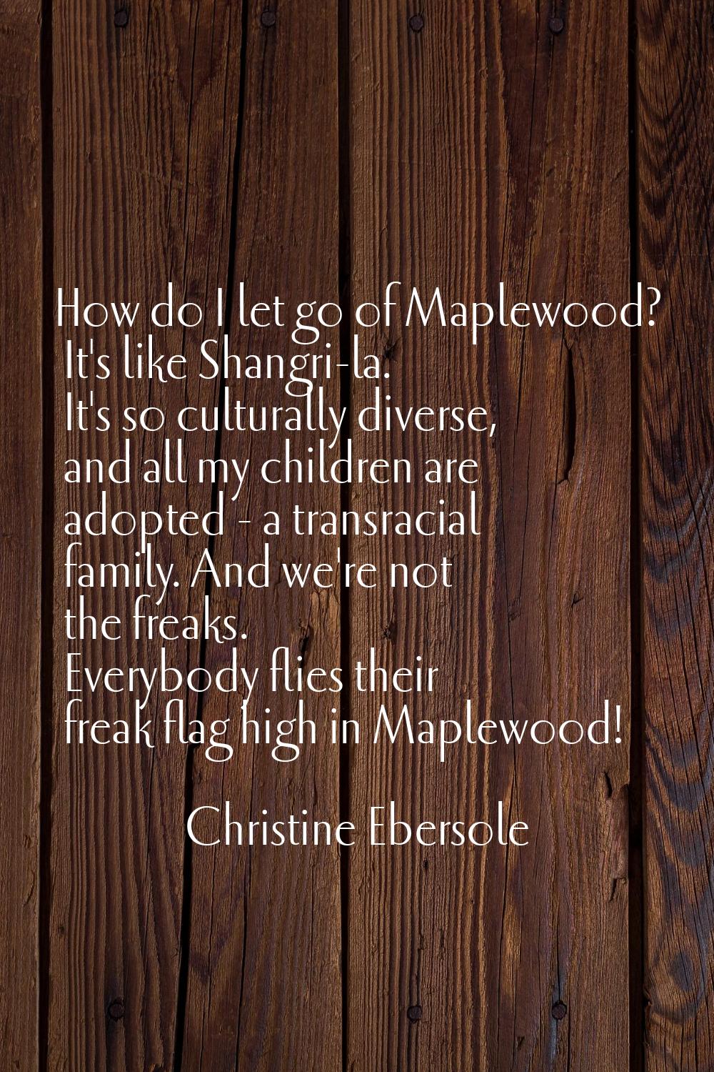 How do I let go of Maplewood? It's like Shangri-la. It's so culturally diverse, and all my children
