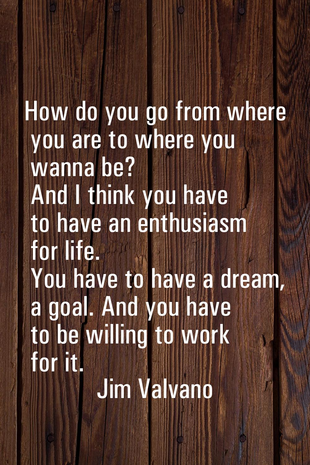 How do you go from where you are to where you wanna be? And I think you have to have an enthusiasm 