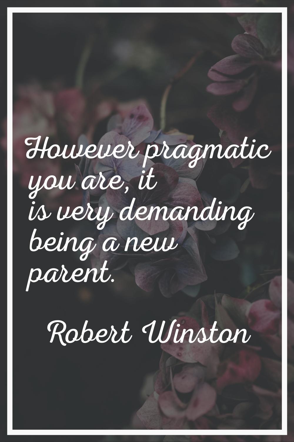 However pragmatic you are, it is very demanding being a new parent.