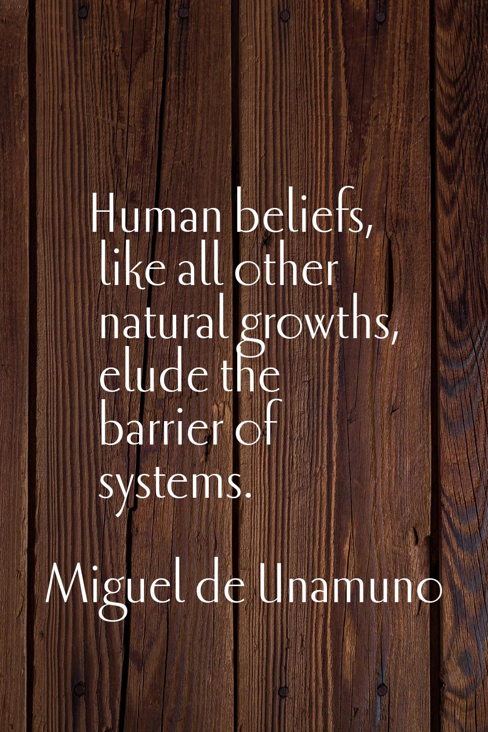 Human beliefs, like all other natural growths, elude the barrier of systems.