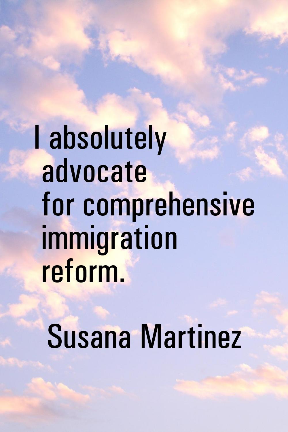 I absolutely advocate for comprehensive immigration reform.