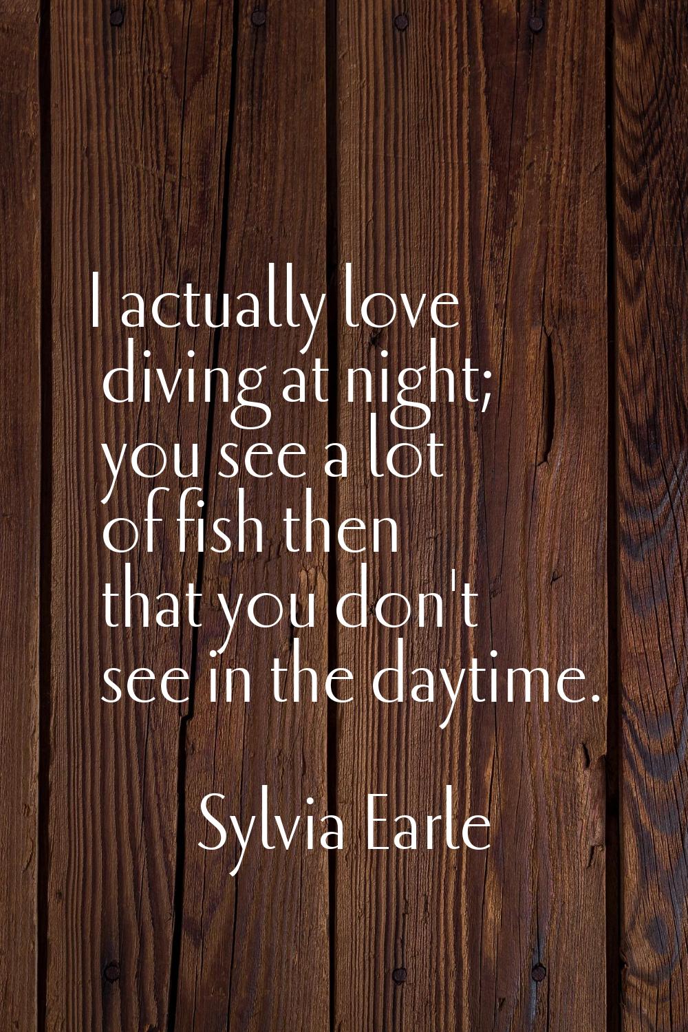 I actually love diving at night; you see a lot of fish then that you don't see in the daytime.