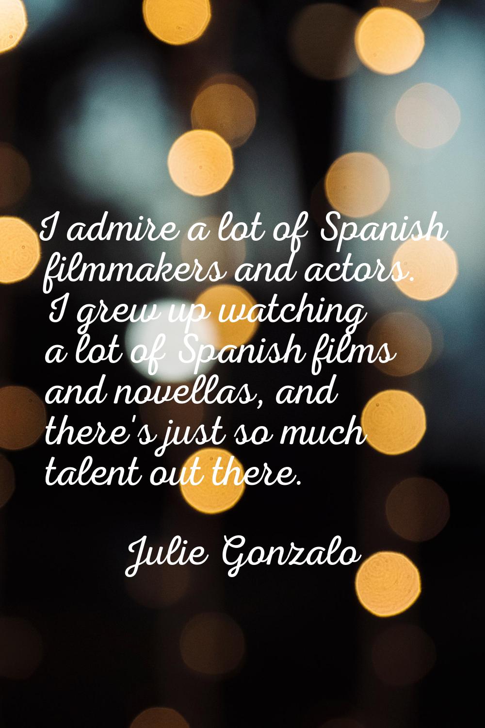 I admire a lot of Spanish filmmakers and actors. I grew up watching a lot of Spanish films and nove