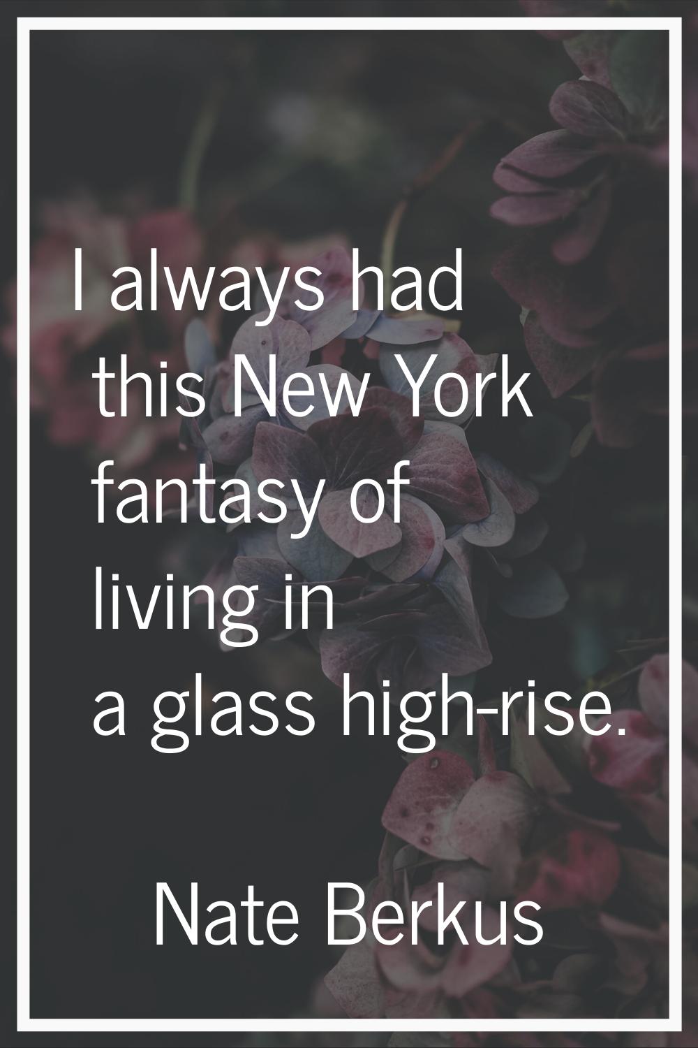 I always had this New York fantasy of living in a glass high-rise.