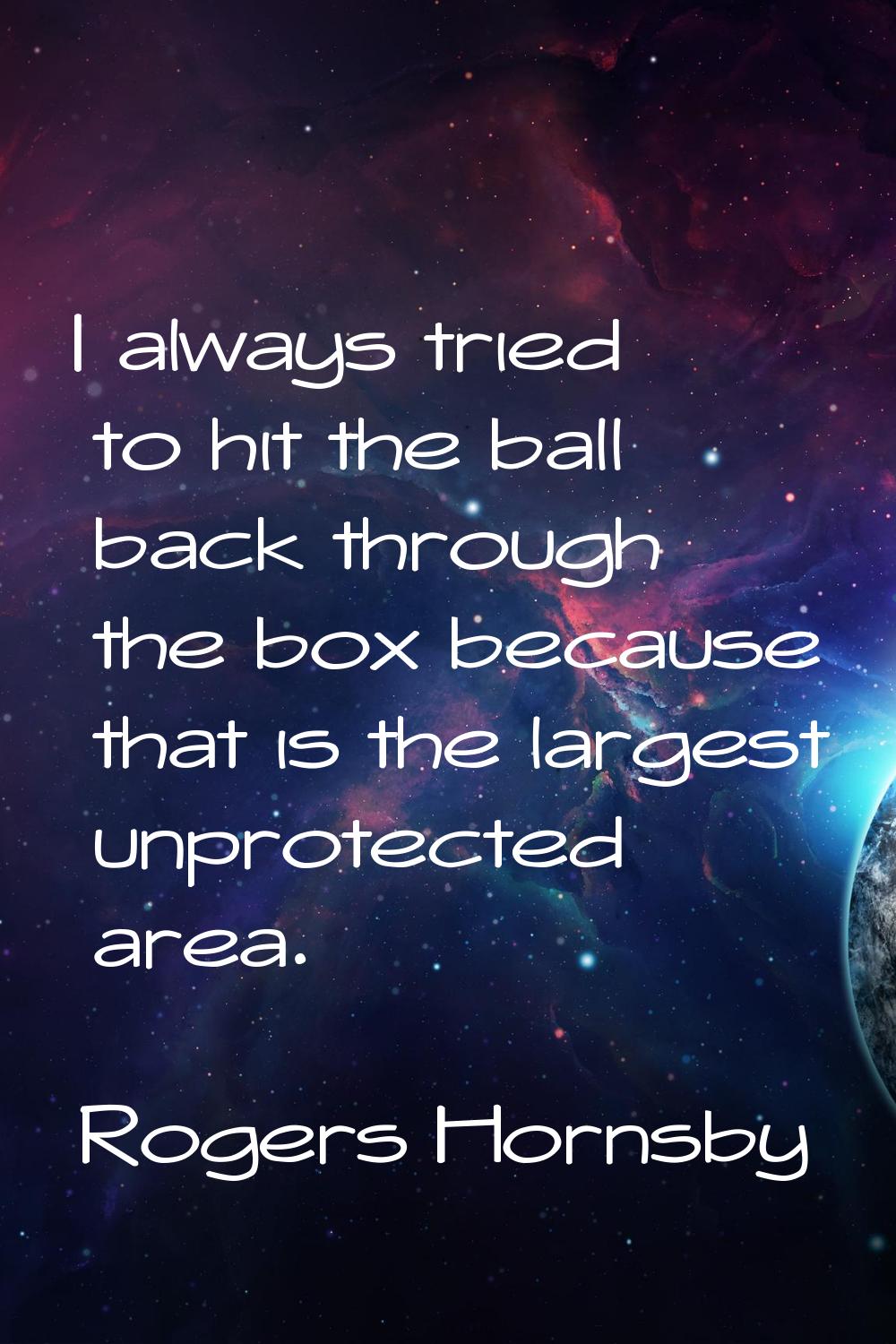 I always tried to hit the ball back through the box because that is the largest unprotected area.