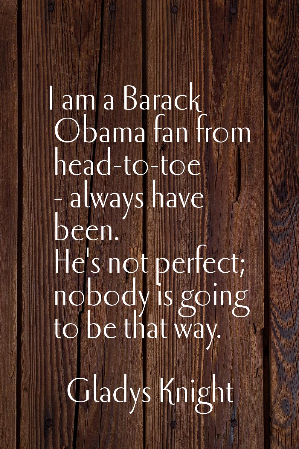 I am a Barack Obama fan from head-to-toe - always have been. He's not perfect; nobody is going to b