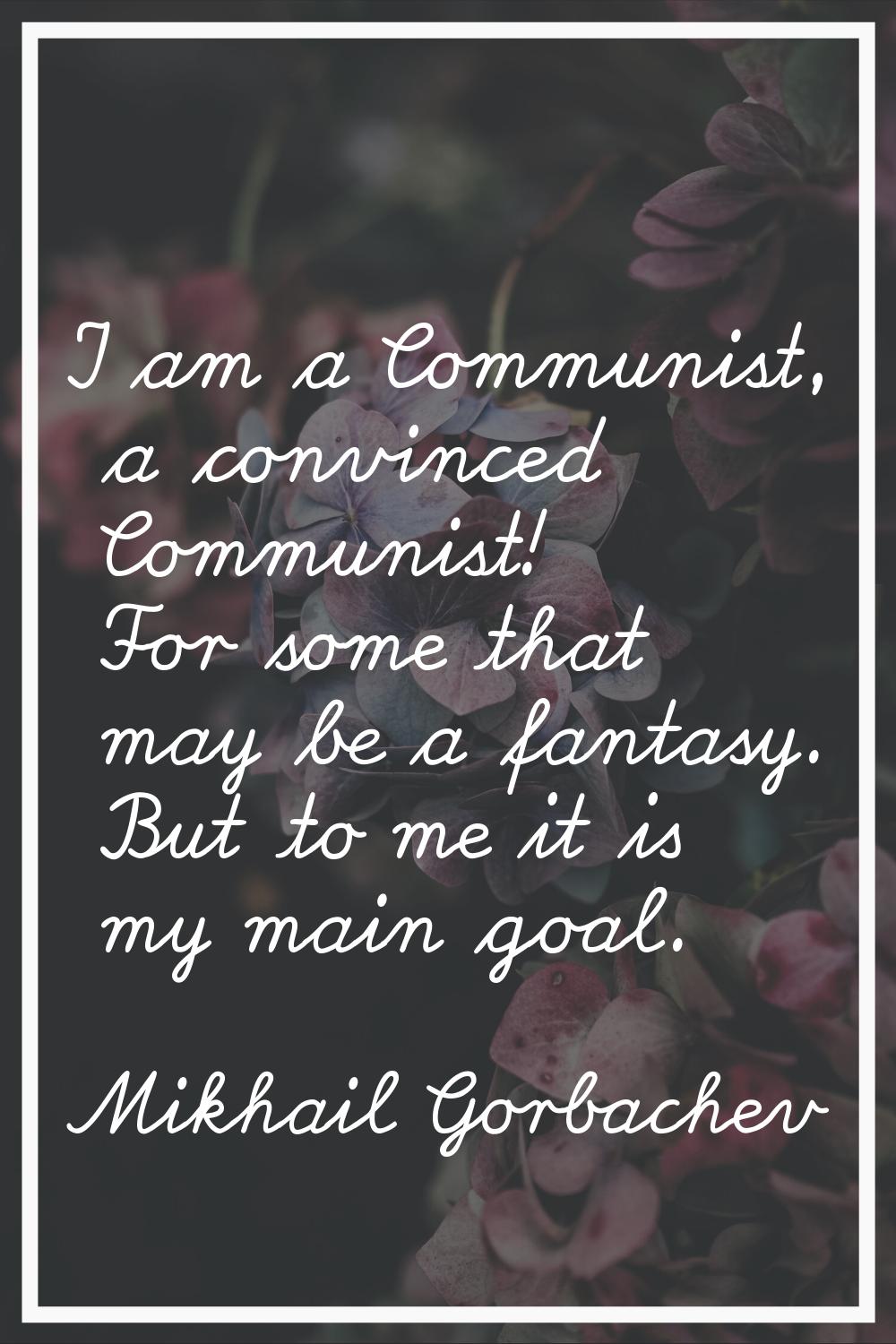 I am a Communist, a convinced Communist! For some that may be a fantasy. But to me it is my main go