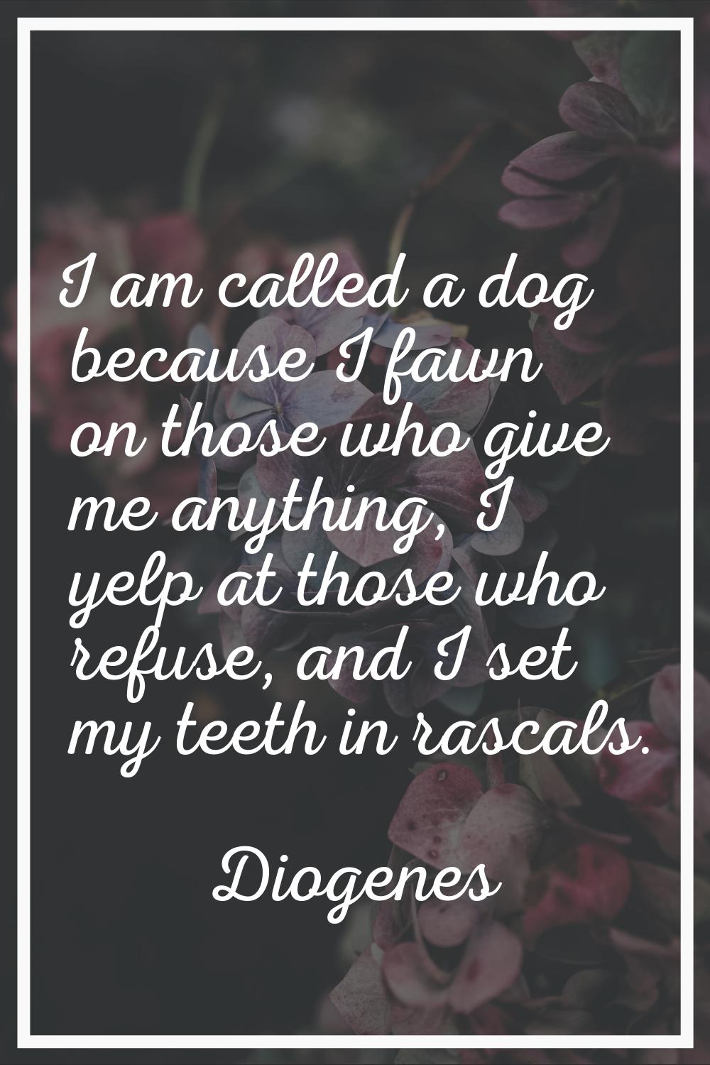 I am called a dog because I fawn on those who give me anything, I yelp at those who refuse, and I s