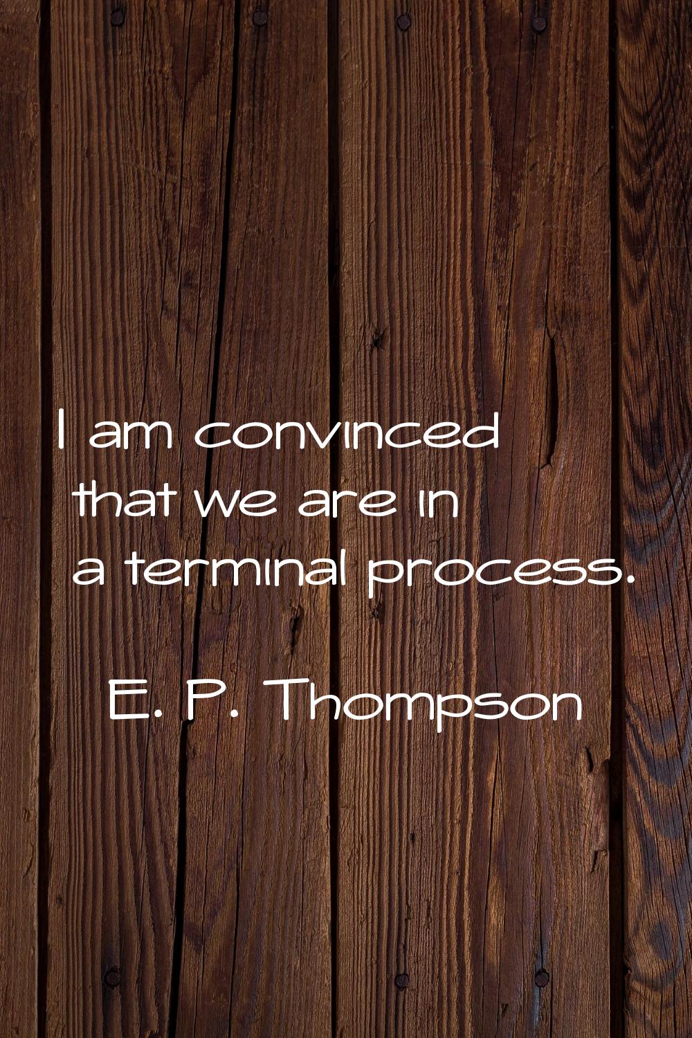 I am convinced that we are in a terminal process.