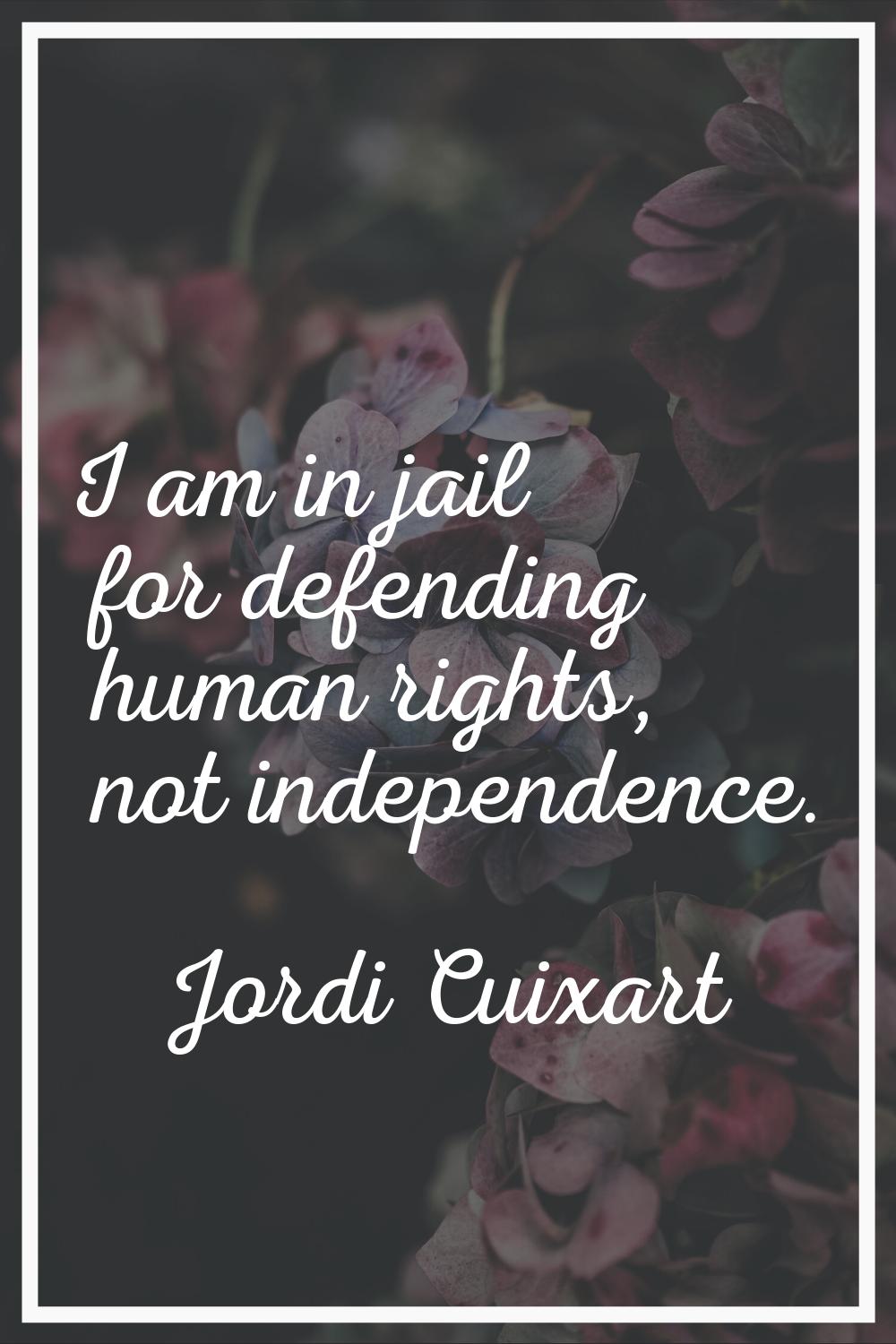 I am in jail for defending human rights, not independence.