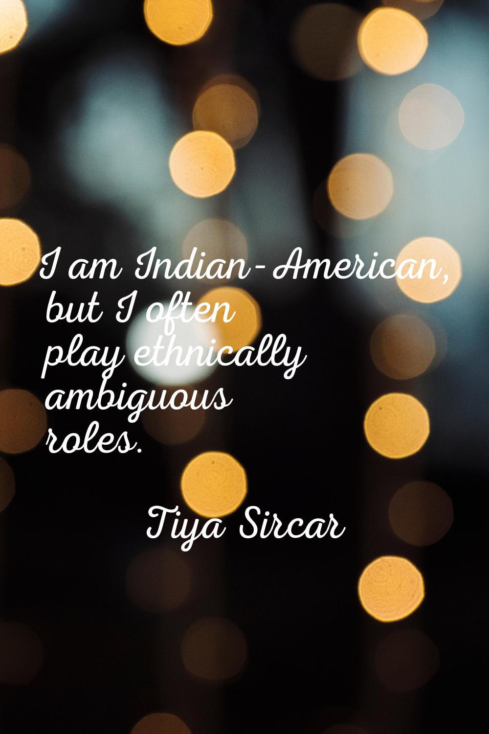 I am Indian-American, but I often play ethnically ambiguous roles.