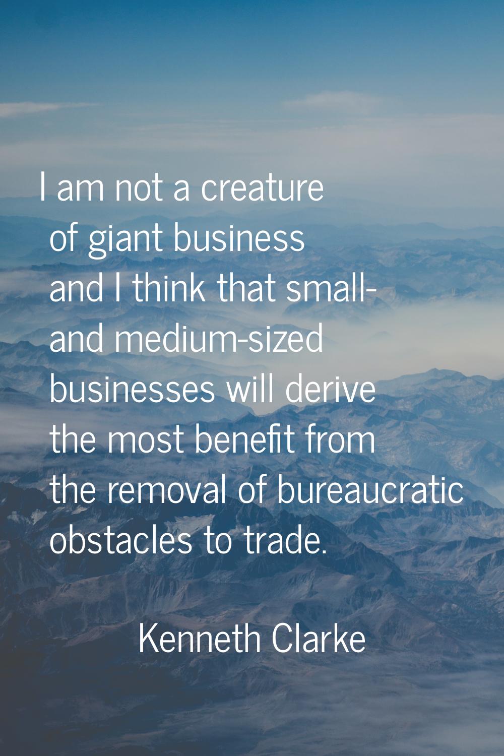 I am not a creature of giant business and I think that small- and medium-sized businesses will deri