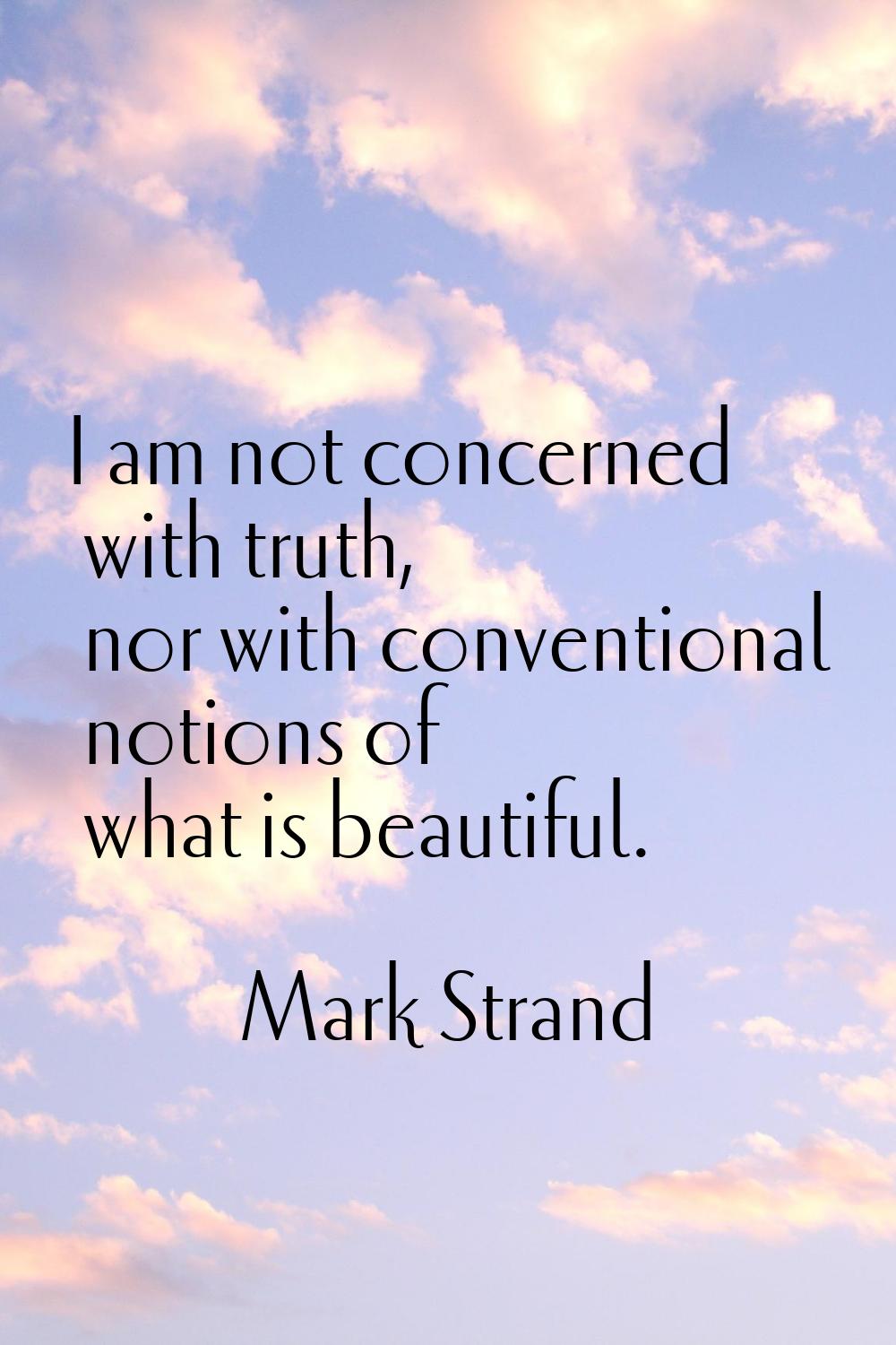 I am not concerned with truth, nor with conventional notions of what is beautiful.